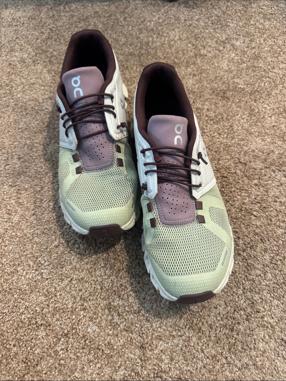 ON Women’s Running Shoes in Sage Green and Brown